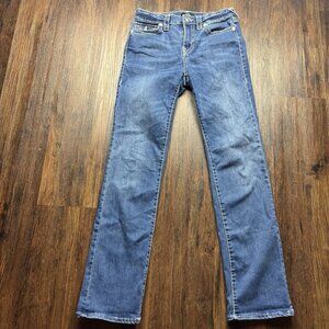 True Religion Billie MidRise Straight Jeans Dark Wash Thick Stitch Size 28